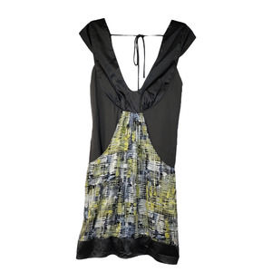 Nancy Rose Womens Lightweight Chartreuse Slip Dress Silk Gray Black Size 4